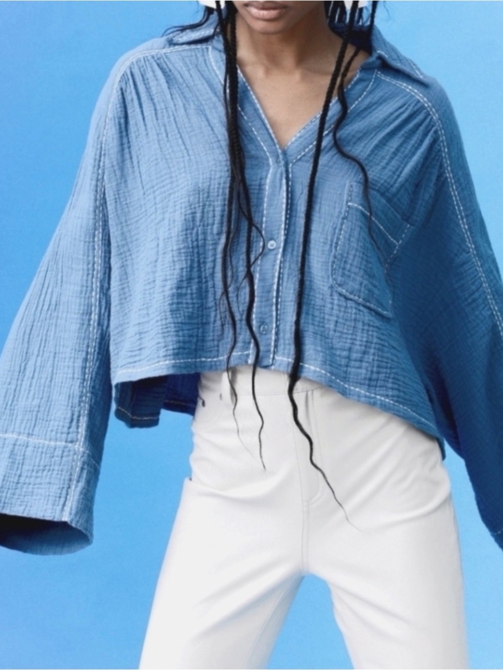 Avec Les Filles Blue Gauze Matching Set - Top and Bottom included